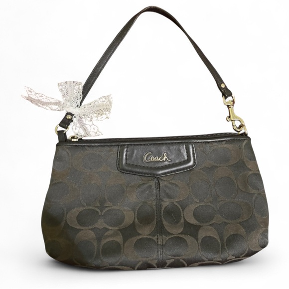 Coach Black Shoulder Bag with Signature Monogram - Picture 1 of 7